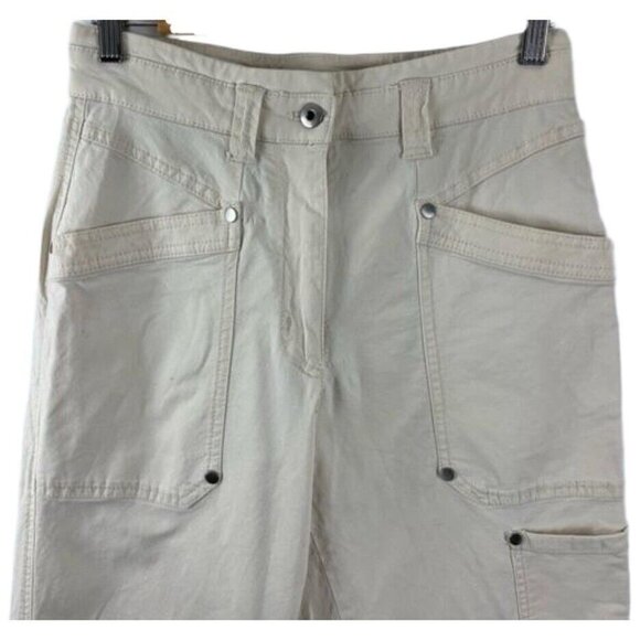 Anthropologie Maeve Cream-Coloured Utility Pants Womens Size 27 Cotton Casual - Picture 1 of 16